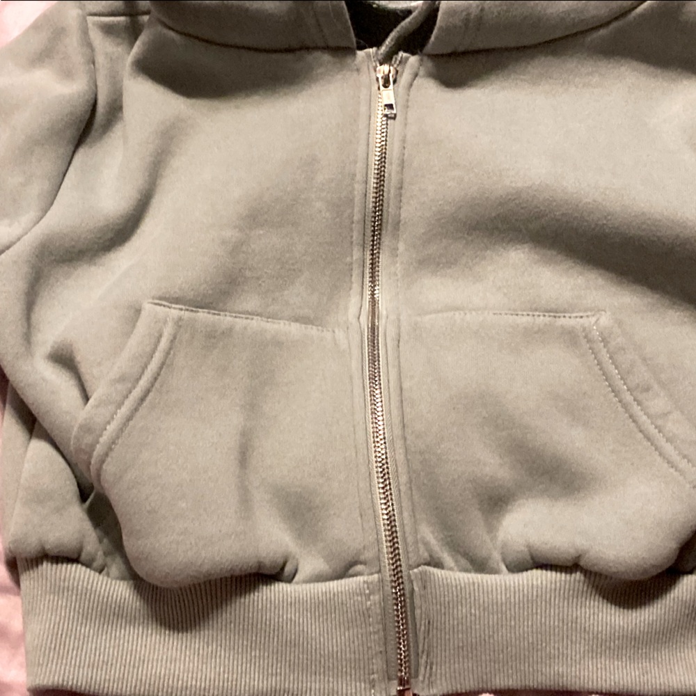 sage green extra small cropped Shein hoodie drawstring barely worn